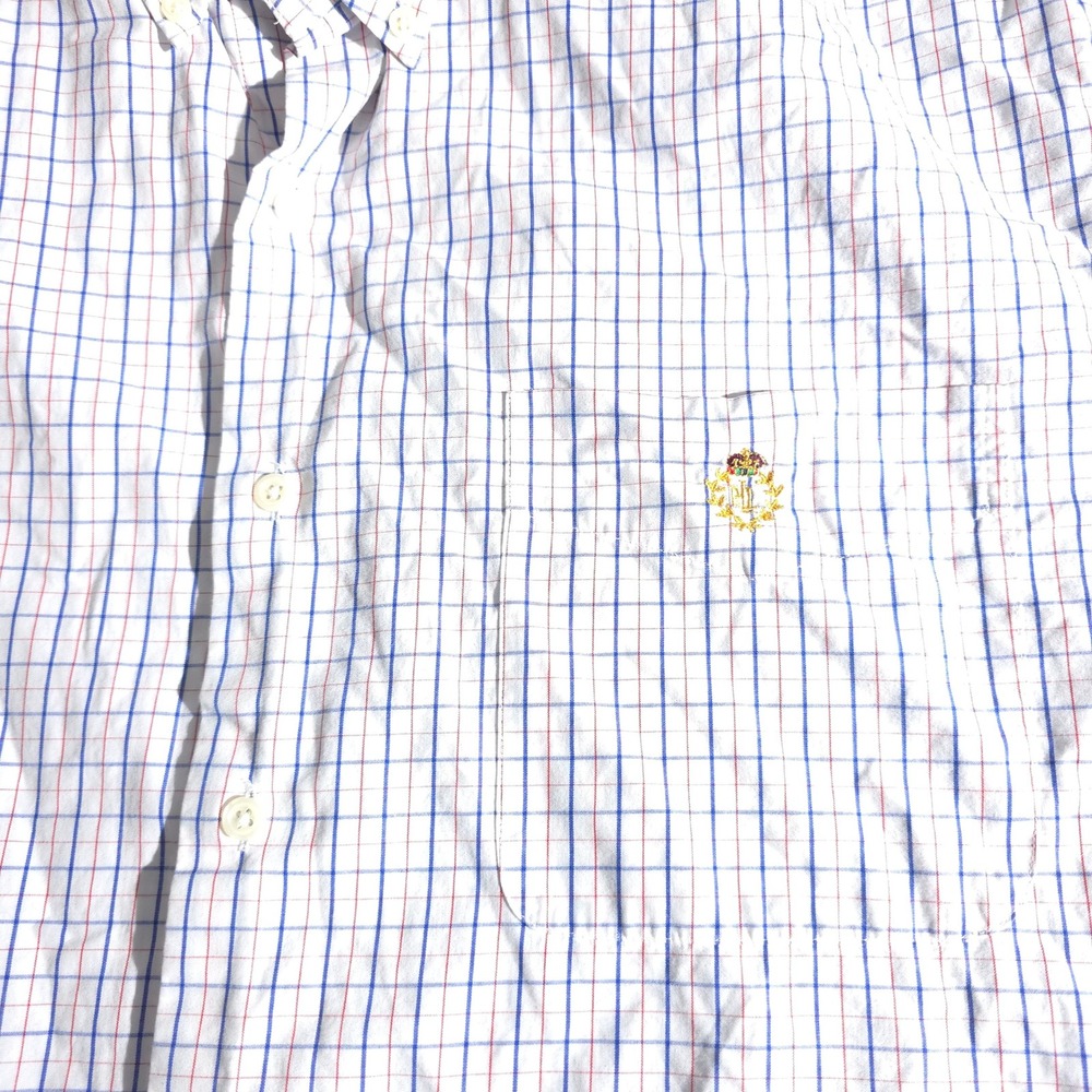 Lauren Ralph Lauren Mens L Button Down Short Sleeve Plaid Shirt Casual Designer - Picture 5 of 11